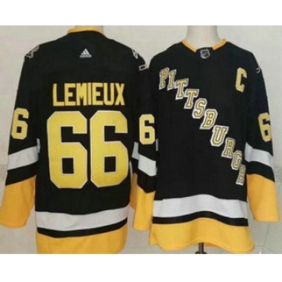 Men's Pittsburgh Penguins #66 Mario Lemieux Black Alternate Authentic Jersey - Ujersey