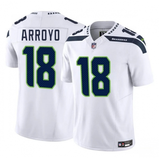 Men's Seattle Seahawks #18 Elijah Arroyo White 2025 Draft F.U.S.E. Vapor Limited Football Stitched Jersey