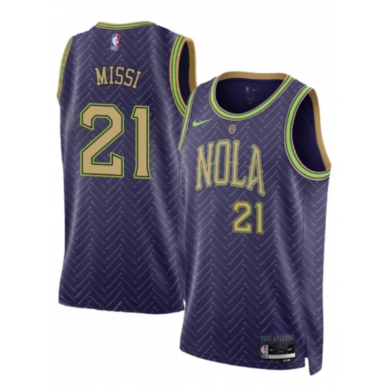 Men's New Orleans Pelicans #21 Yves Missi Purple 2024-25 City Ediiton Stitched Basketball Jersey - Ujersey