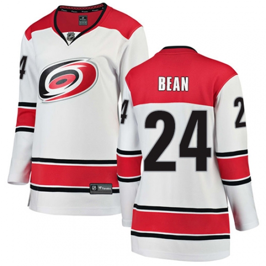 Women's Carolina Hurricanes #24 Jake Bean Authentic White Away Fanatics Branded Breakaway NHL Jersey - Ujersey