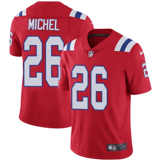 Men's Nike New England Patriots #26 Sony Michel Red Alternate Vapor Untouchable Limited Player NFL Jersey - Ujersey