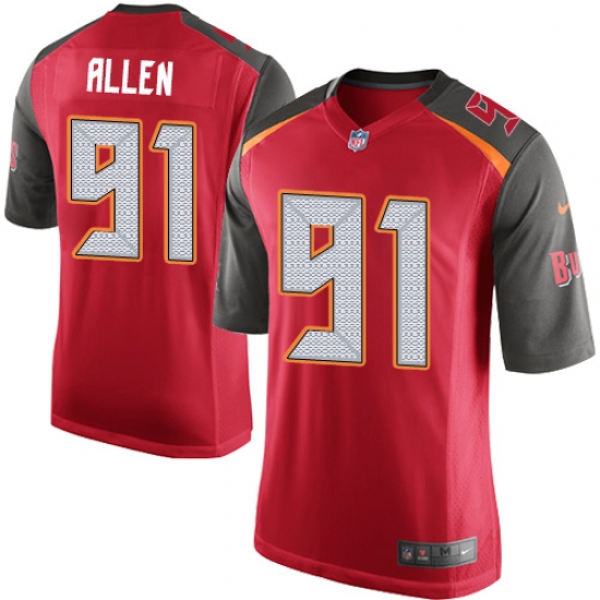 Men's Nike Tampa Bay Buccaneers #91 Beau Allen Game Red Team Color NFL Jersey - Ujersey