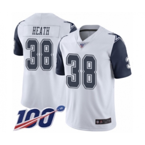 Men's Dallas Cowboys #38 Jeff Heath Limited White Rush Vapor Untouchable 100th Season Football Jersey - Ujersey