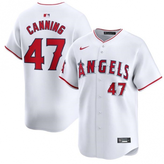 Men's Los Angeles Angels #47 Griffin Canning White Home Limited Baseball Stitched Jersey - Ujersey