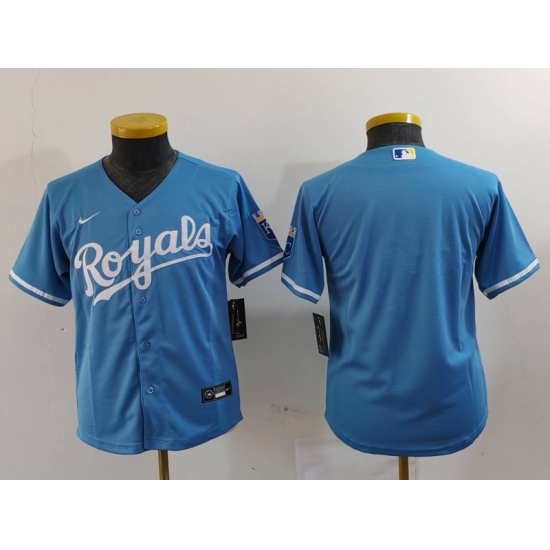 Youth Kansas City Royals Blank Light Blue Cool Base Stitched Jersey - Ujersey