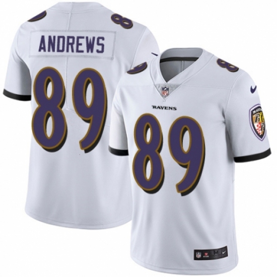 Youth Nike Baltimore Ravens #89 Mark Andrews White Vapor Untouchable Limited Player NFL Jersey