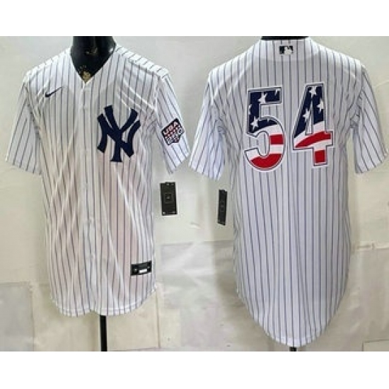 Men's New York Yankees #54 Max Fried White 2026 USA 250 Fourth of July Home Stadium Stitched Jersey