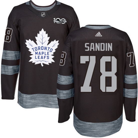 Men's Adidas Toronto Maple Leafs #78 Rasmus Sandin Authentic Black 1917-2017 100th Anniversary NHL Jersey - Ujersey