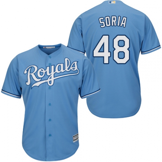 Men's Majestic Kansas City Royals #48 Joakim Soria Replica Light Blue Alternate 1 Cool Base MLB Jersey - Ujersey