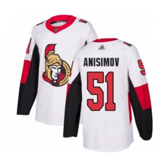 Men's Ottawa Senators #51 Artem Anisimov Authentic White Away Hockey Jersey - Ujersey