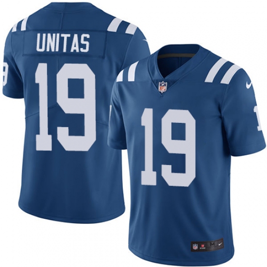 Youth Nike Indianapolis Colts #19 Johnny Unitas Royal Blue Team Color Vapor Untouchable Limited Player NFL Jersey - Ujersey