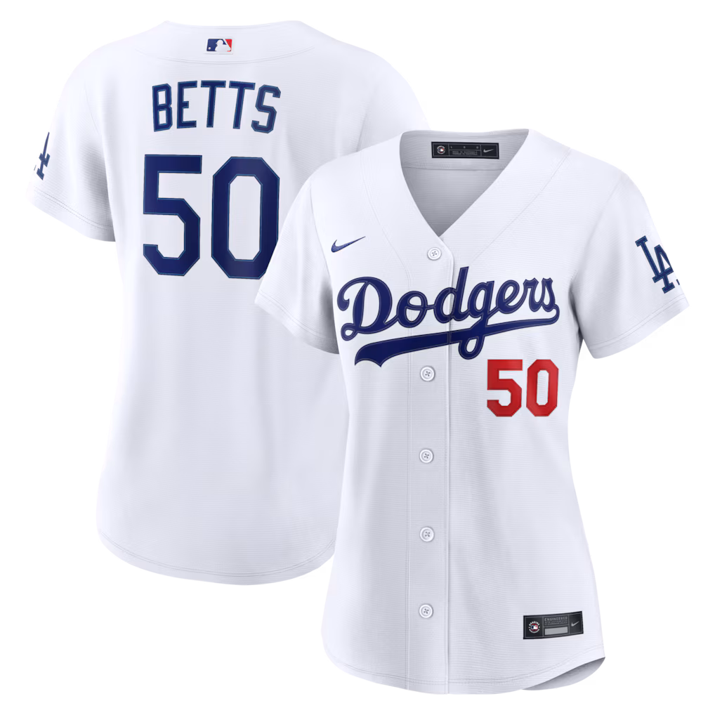 Women's Los Angeles Dodgers Mookie Betts Nike White Home Stadium Jersey - SUjersey01