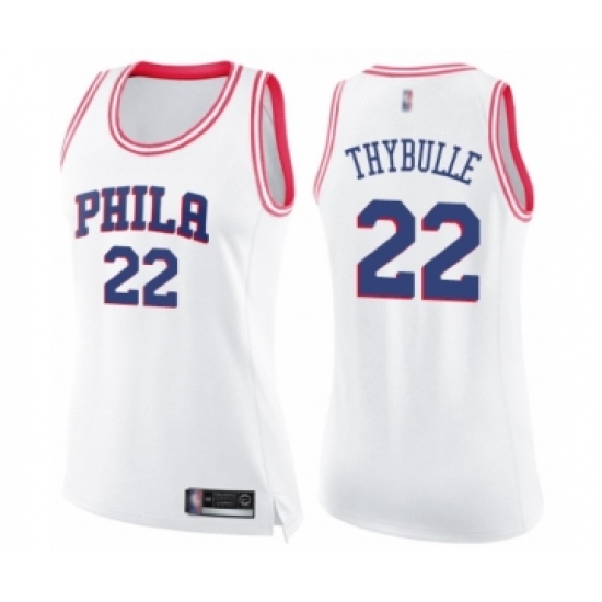 Women's Philadelphia 76ers #22 Mattise Thybulle Swingman White Pink Fashion Basketball Jersey - Ujersey