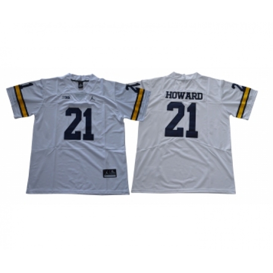 Michigan Wolverines 21 Desmond Howard White College Football Jersey - Ujersey