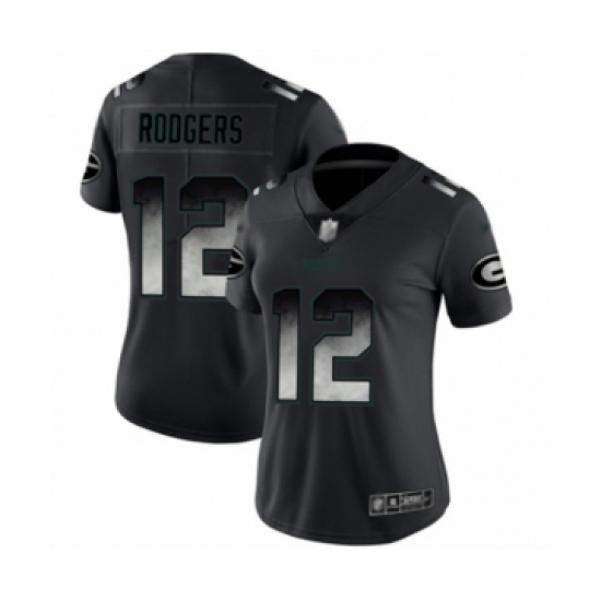 Women's Green Bay Packers #12 Aaron Rodgers Limited Black Smoke Fashion Limited Football Jersey - Ujersey