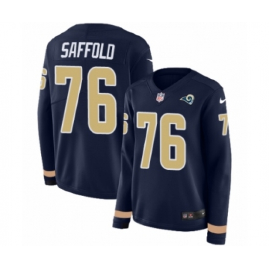 Women's Nike Los Angeles Rams #76 Rodger Saffold Limited Navy Blue Therma Long Sleeve NFL Jersey - Ujersey