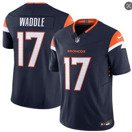 Men's Denver Broncos #17 Jaylen Waddle Navy 2026 F.U.S.E. Vapor Limited Stitched Football Jersey - Ujersey