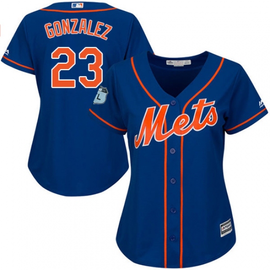 Women's Majestic New York Mets #23 Adrian Gonzalez Replica Royal Blue Alternate Home Cool Base MLB Jersey - Ujersey