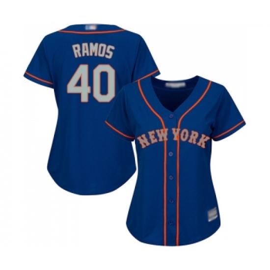 Women's New York Mets #40 Wilson Ramos Authentic Royal Blue Alternate Road Cool Base Baseball Jersey - Ujersey