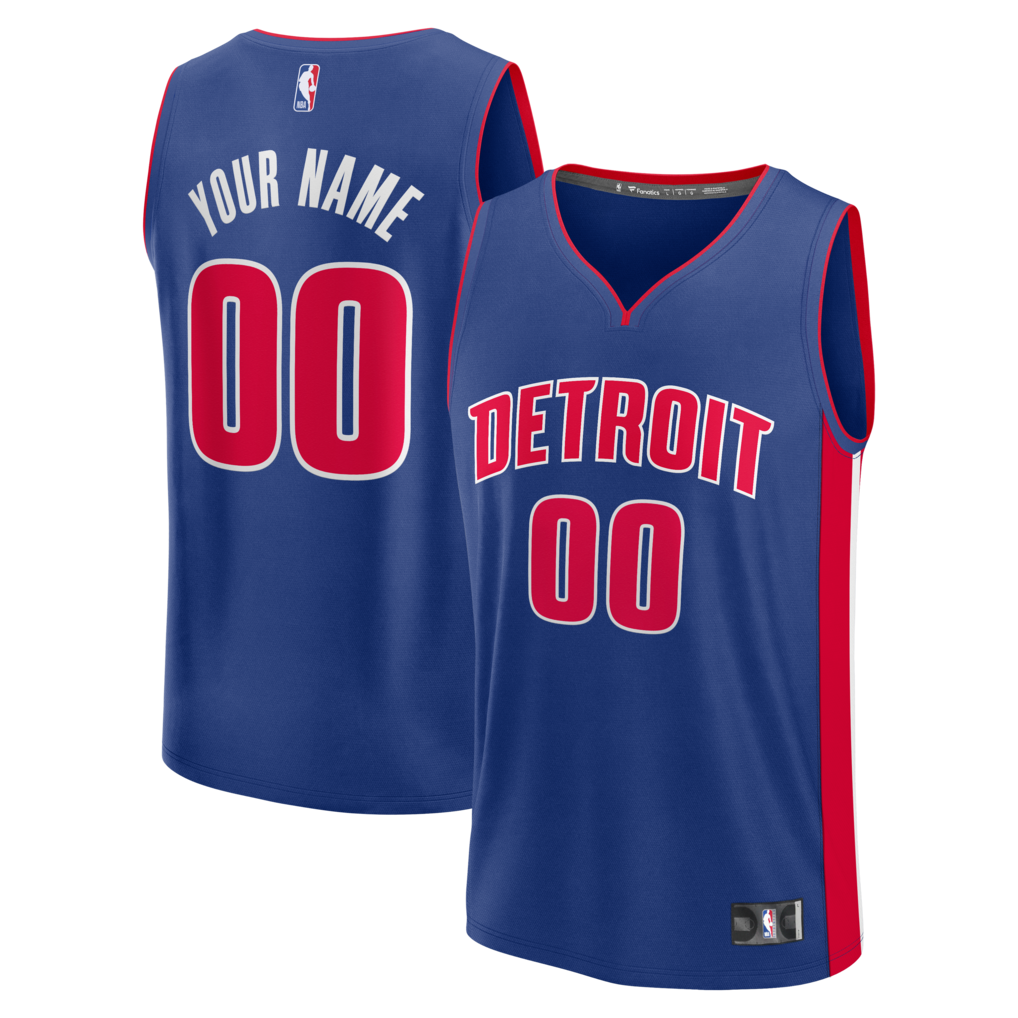Men's Detroit Pistons Fanatics Blue Fast Break Custom Jersey - Icon Edition - SUjersey01