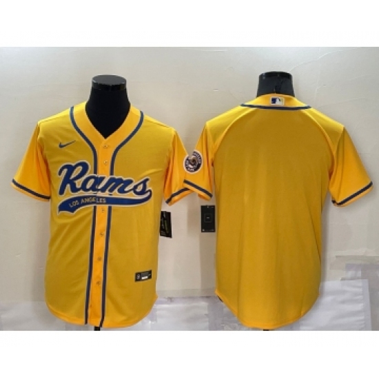 Men's Los Angeles Rams Blank Yellow Stitched MLB Cool Base Nike Baseball Jersey - Ujersey