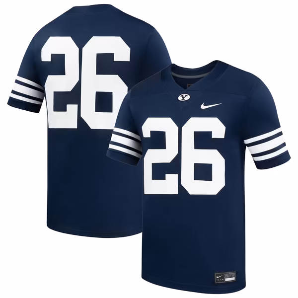 Men's Nike #26 Navy BYU Cougars Home Replica Football Jersey - U-jersey
