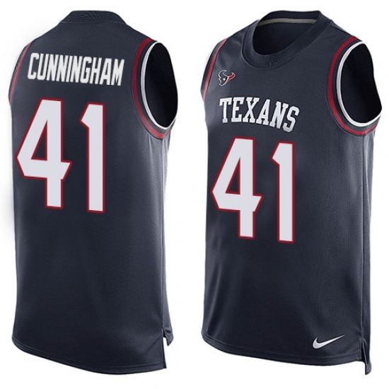 Men's Nike Houston Texans #41 Zach Cunningham Limited Navy Blue Player Name & Number Tank Top NFL Jersey - Ujersey