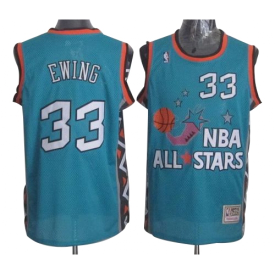 Men's Mitchell and Ness New York Knicks #33 Patrick Ewing Authentic Light Blue 1996 All Star Throwback NBA Jersey - Ujersey