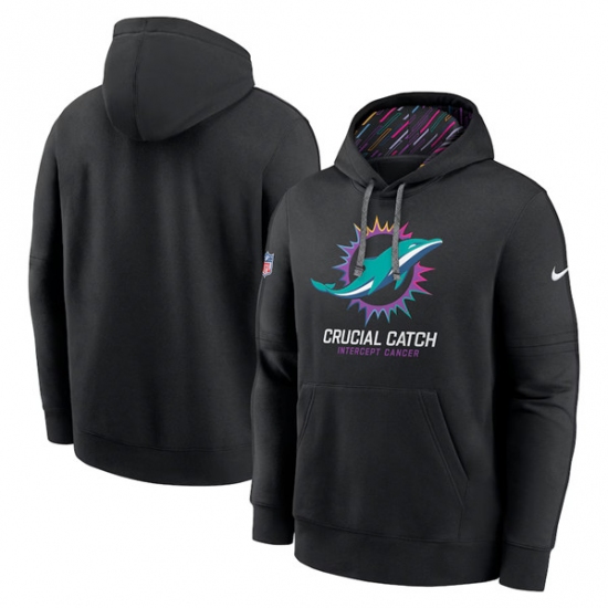 Men's Miami Dolphins Black 2024 Crucial Catch Club Pullover Hoodie - Ujersey
