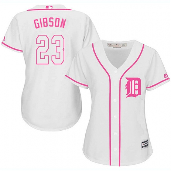 Women's Majestic Detroit Tigers #23 Kirk Gibson Authentic White Fashion Cool Base MLB Jersey - Ujersey