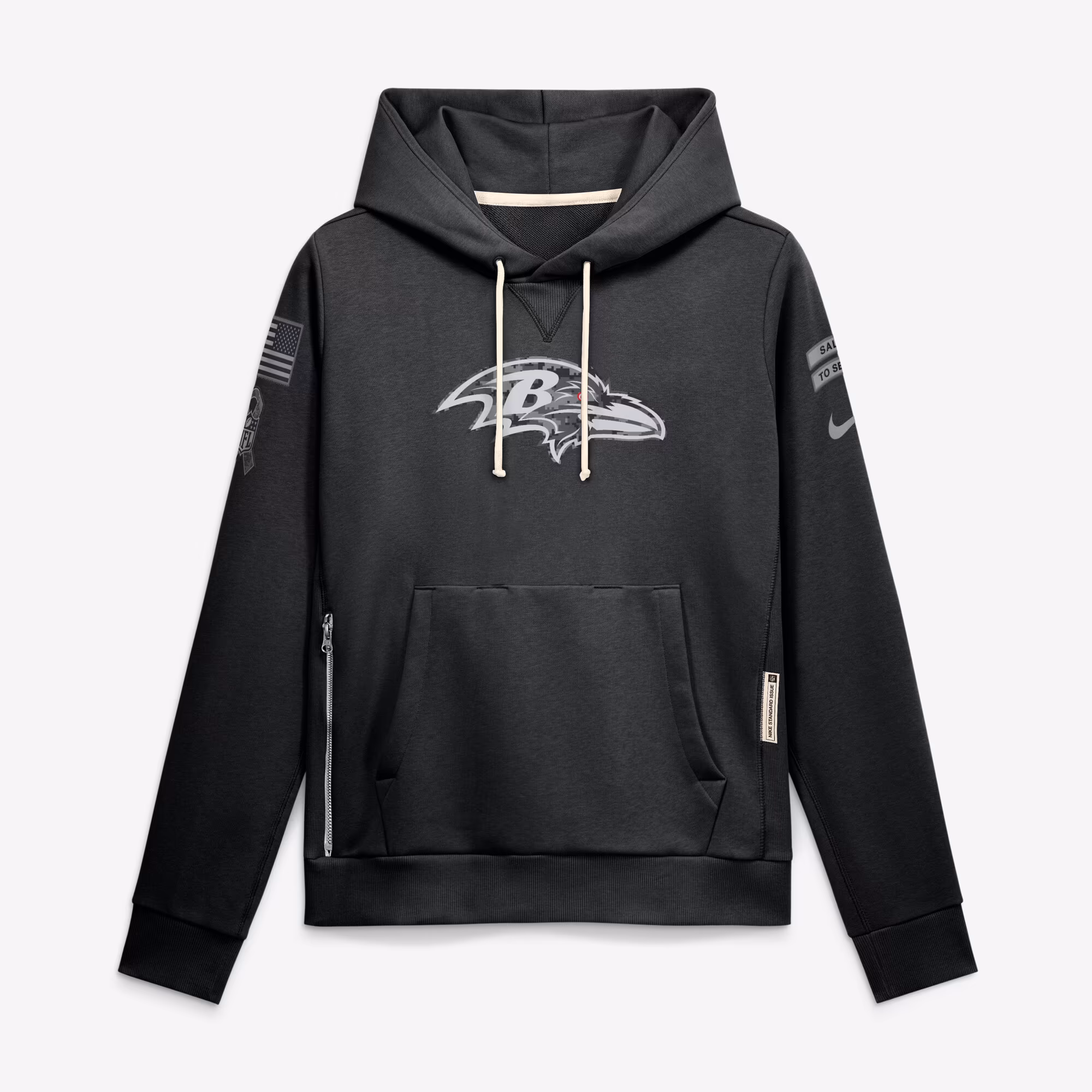 Women's Baltimore Ravens  Nike Black 2026 Salute to Service Sideline Dri-FIT Pullover Hoodie - Ujersey