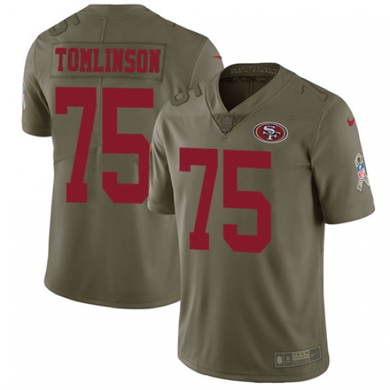Men's Nike San Francisco 49ers #75 Laken Tomlinson Limited Olive 2017 Salute to Service NFL Jersey - Ujersey