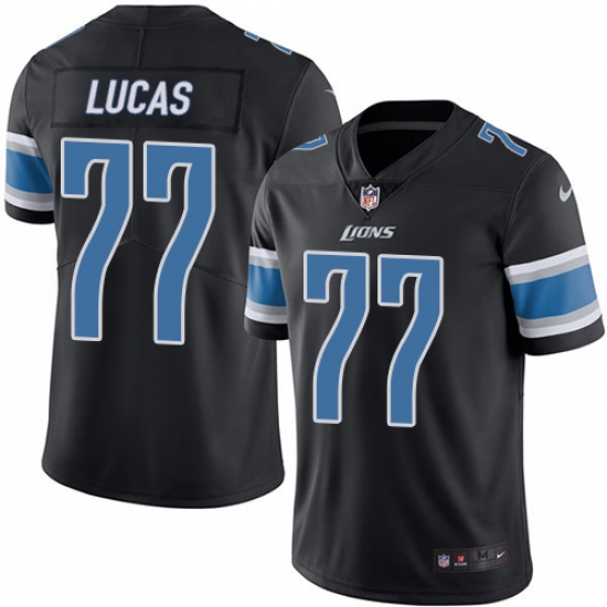 Men's Nike Detroit Lions #77 Cornelius Lucas Limited Black Rush Vapor Untouchable NFL Jersey - Ujersey