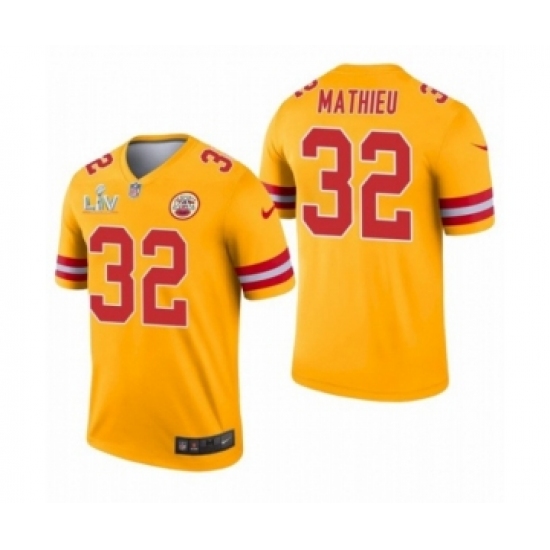 Men's Kansas City Chiefs #32 Tyrann Mathieu Gold 2021 Super Bowl LV Jersey - Ujersey