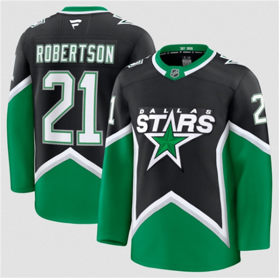 Men's Dallas Stars #21 Jason Robertson Black 2025-26 Alternate Stitched Hockey Jersey - Ujersey