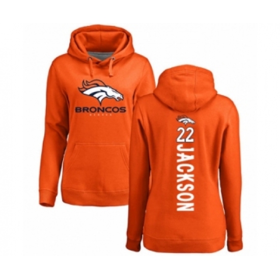 Football Women's Denver Broncos #22 Kareem Jackson Orange Backer Pullover Hoodie - Ujersey