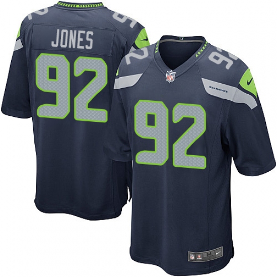 Men's Nike Seattle Seahawks #92 Nazair Jones Game Navy Blue Team Color NFL Jersey - Ujersey