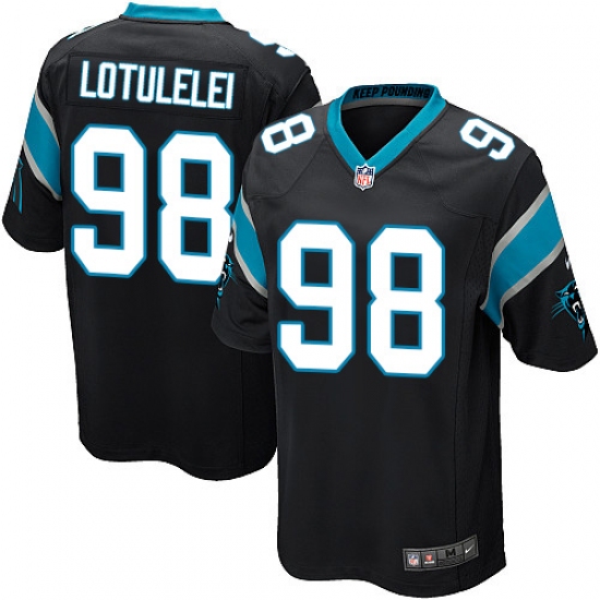Men's Nike Carolina Panthers #98 Star Lotulelei Game Black Team Color NFL Jersey - Ujersey