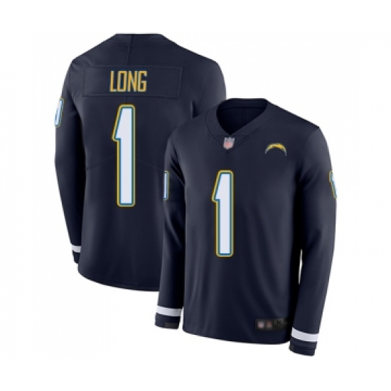 Youth Los Angeles Chargers #1 Ty Long Limited Navy Blue Therma Long Sleeve Football Jersey - Ujersey