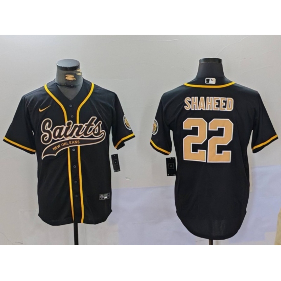 Men's New Orleans Saints #22 Rashid Shaheed Black Cool Base Stitched Baseball Jersey