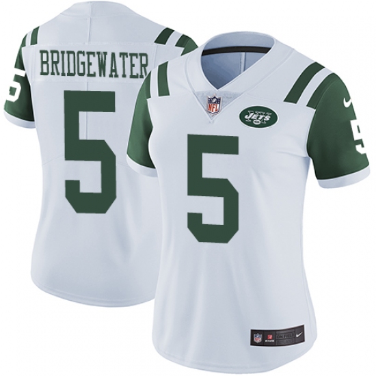 Women's Nike New York Jets #5 Teddy Bridgewater White Vapor Untouchable Limited Player NFL Jersey - Ujersey