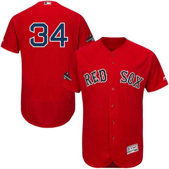 Men's Majestic Boston Red Sox #34 David Ortiz Red Alternate Flex Base Authentic Collection 2018 World Series Champions MLB Jersey - Ujersey