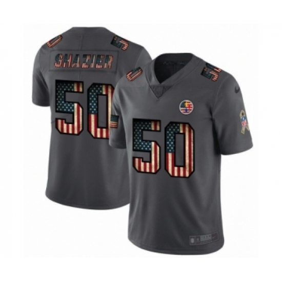 Men's Pittsburgh Steelers #50 Ryan Shazier Limited Black USA Flag 2019 Salute To Service Football Jersey - Ujersey