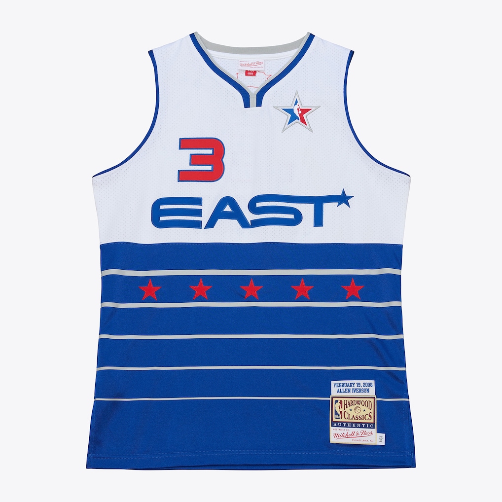 Men's 2006 NBA All-Star Game Allen Iverson Mitchell & Ness White/Blue Authentic Jersey - Ujersey