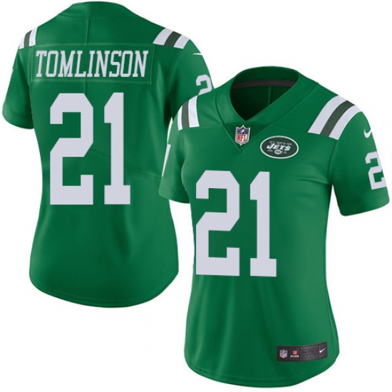 Women's Nike New York Jets #21 LaDainian Tomlinson Limited Green Rush Vapor Untouchable NFL Jersey - Ujersey