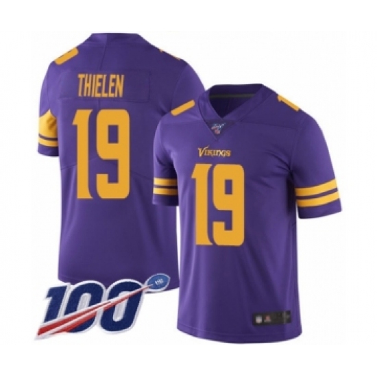 Men's Minnesota Vikings #19 Adam Thielen Limited Purple Rush Vapor Untouchable 100th Season Football Jersey - Ujersey