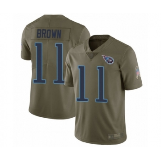 Men's Tennessee Titans #11 A.J. Brown Limited Olive 2017 Salute to Service Football Jersey - Ujersey