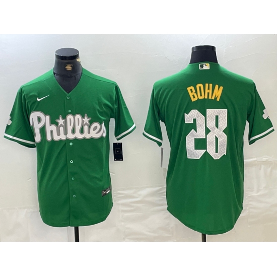 Men's Philadelphia Phillies #28 Alec Bohm Kelly Green Cool Base Jersey - Ujersey