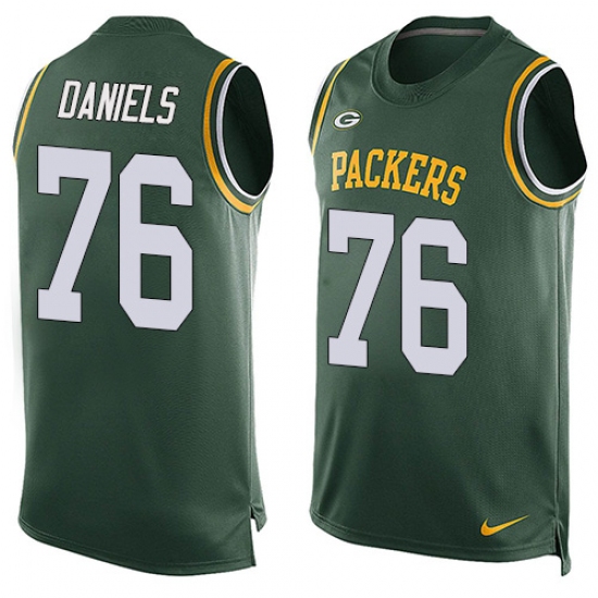 Men's Nike Green Bay Packers #76 Mike Daniels Limited Green Player Name & Number Tank Top NFL Jersey - Ujersey