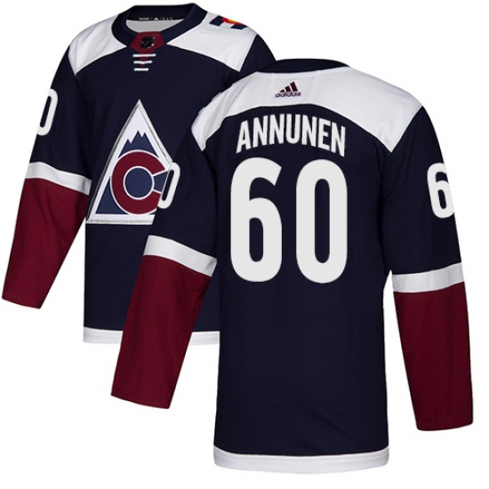 Youth Adidas Colorado Avalanche #60 Justus Annunen Authentic Navy Blue Alternate NHL Jersey - Ujersey